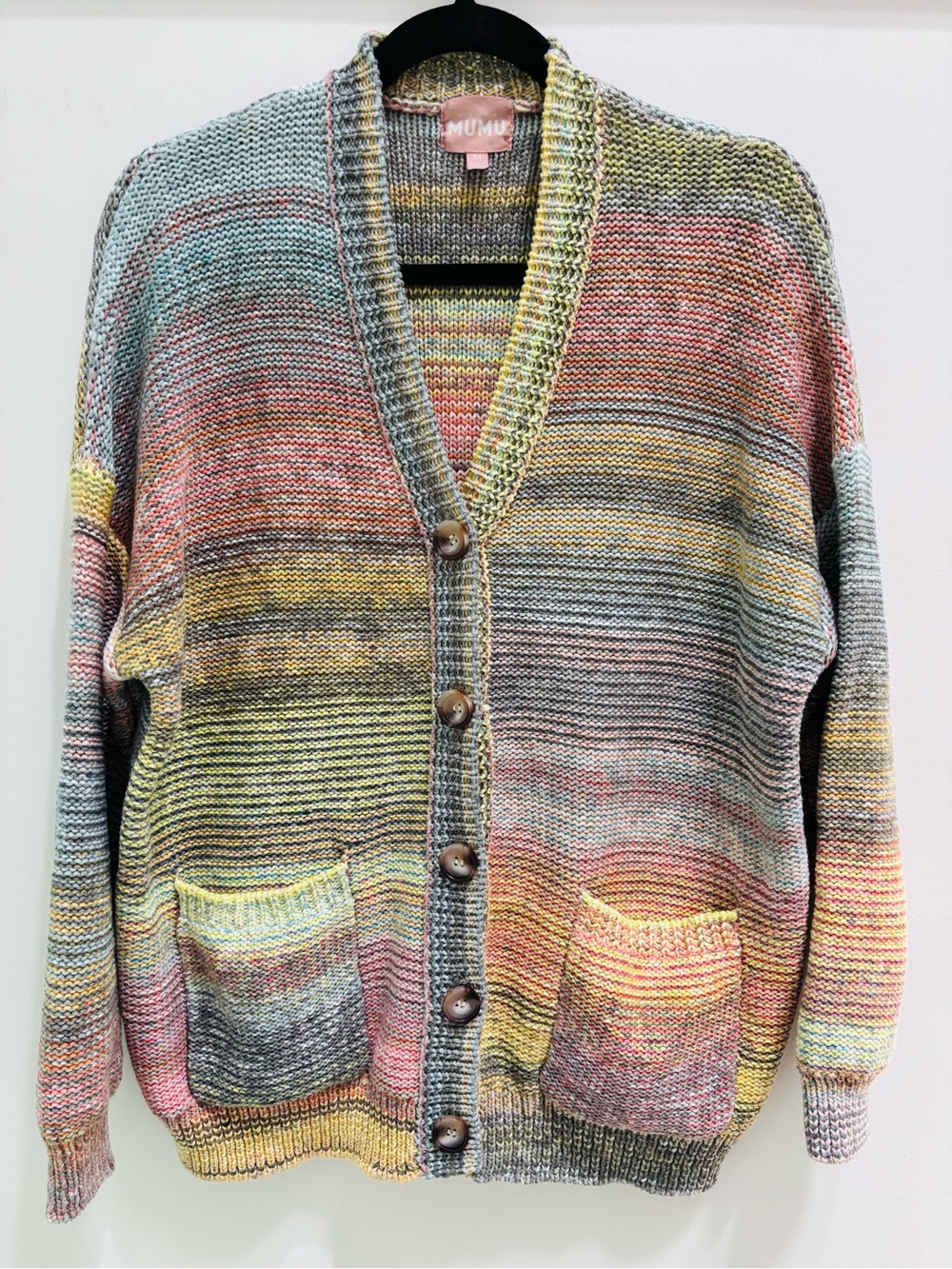 Show Me Your MuMu Pastel Multicolor Striped Button Cardigan